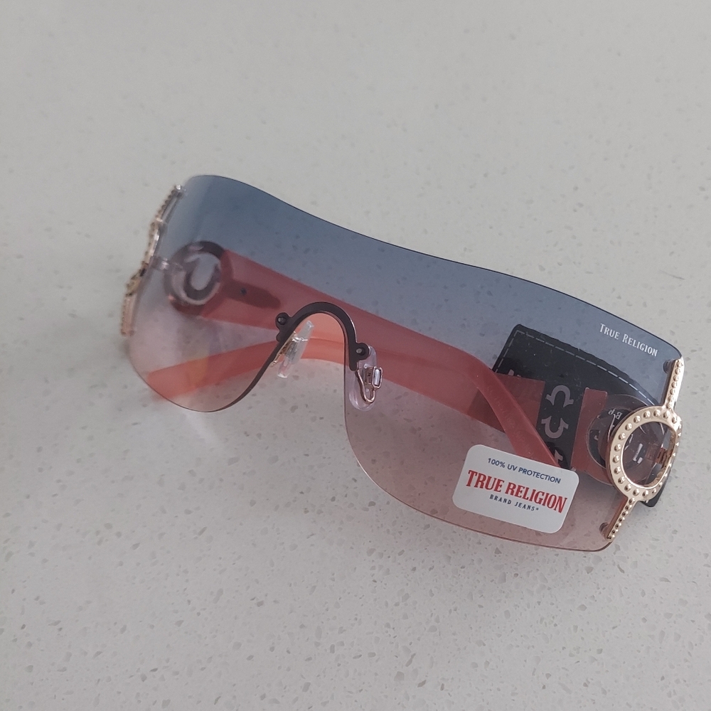True Religion Clear Blue Rimless Sunglasses